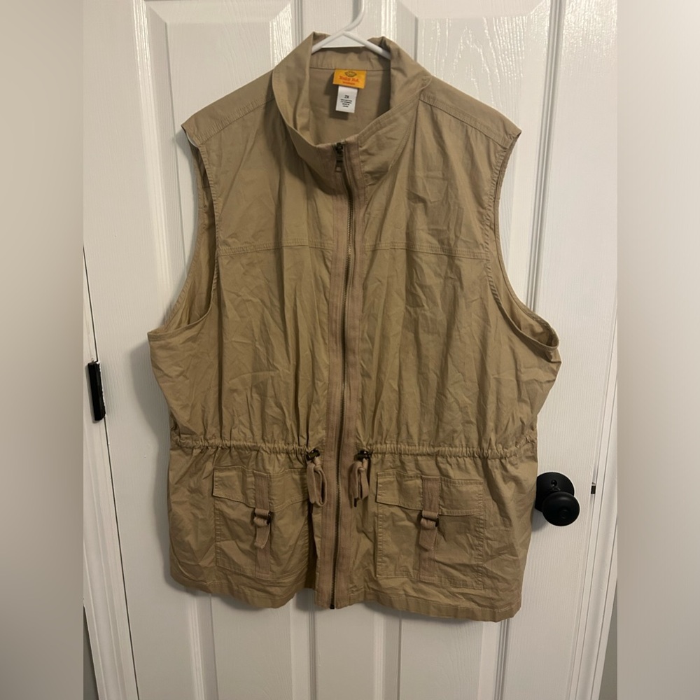 Ruby Rd. Khaki Utility Zip Front Vest